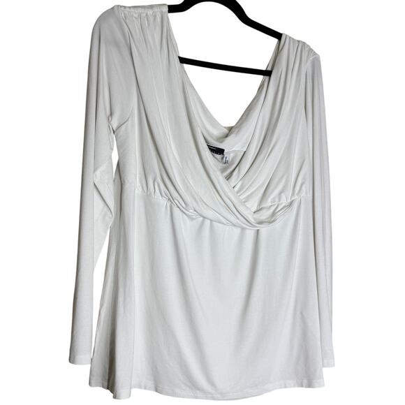 Asos Design Top Womens 18 White Long Sleeve Surplice Neck Light Academia Neutral - Picture 1 of 11